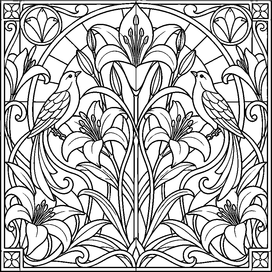 Detailed garden coloring page